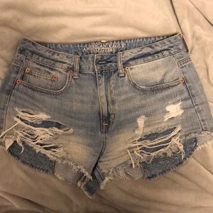 America Eagle Light Wash Hi-Rise Festival Shorts
